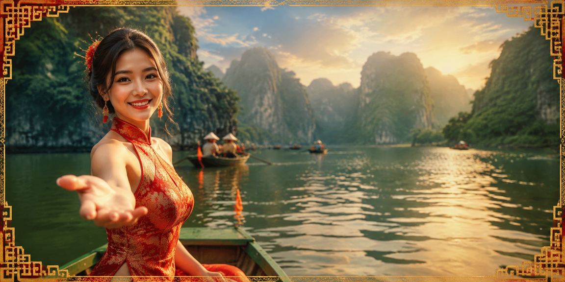Khung cảnh lễ hội Ninh Bình minh họa việc đọc điều khoản trước khi giải trí